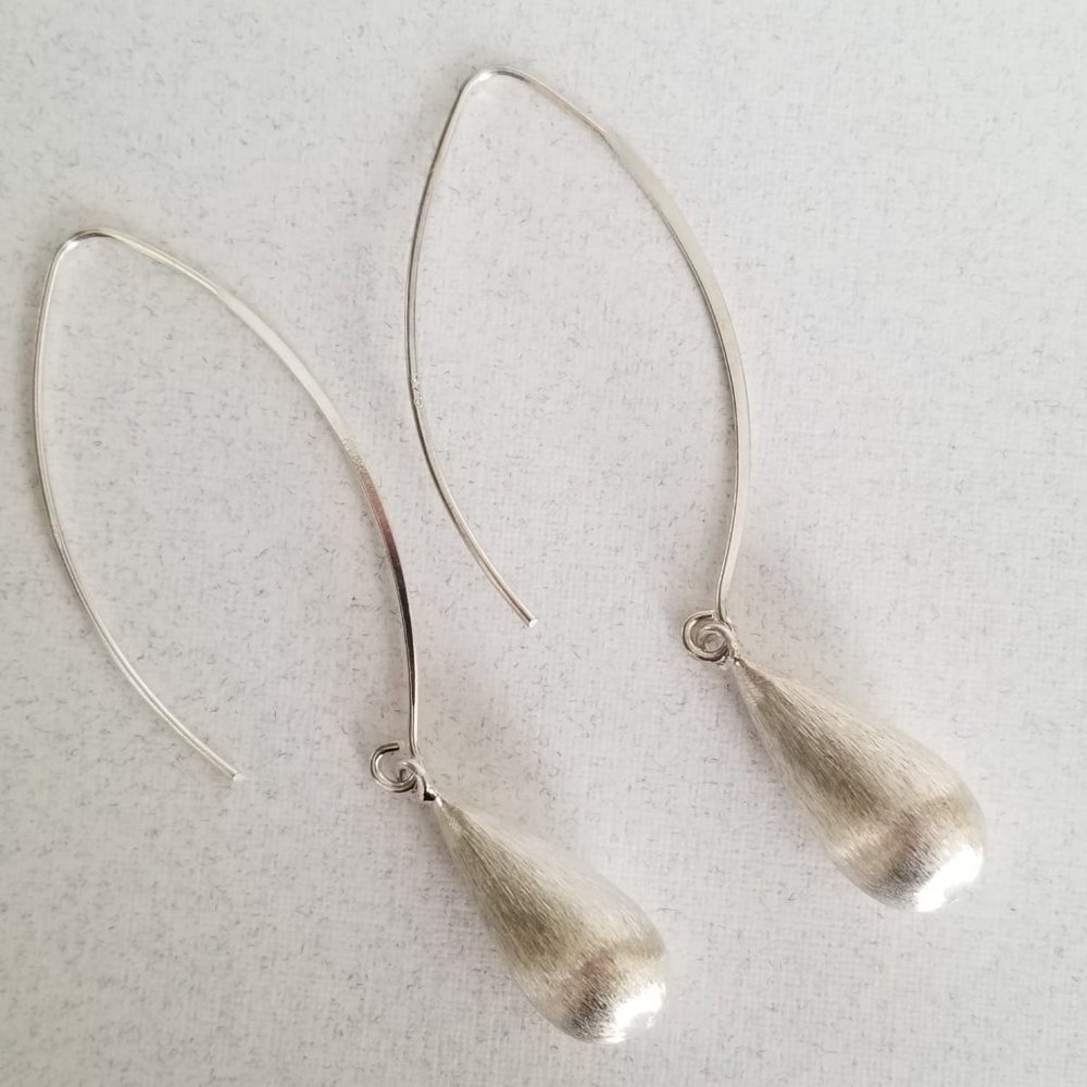 Solid 925 Sterling Silver Wire Dangle Drop Brushe… - image 6